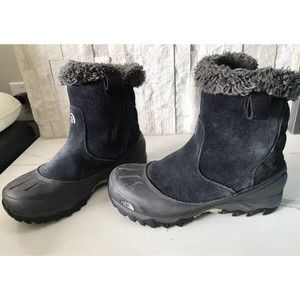 The Noth Face Winter Snow Black Leather Suede Boots 7.5